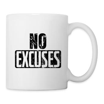 No Excuses Gym Weight Training Fitness Saying - Mug - white - Right