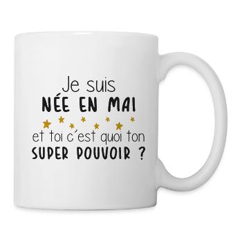 Mois - Mai - Super Pouvoir - Cadeau - Anniversaire - Mug blanc - blanc - Droite