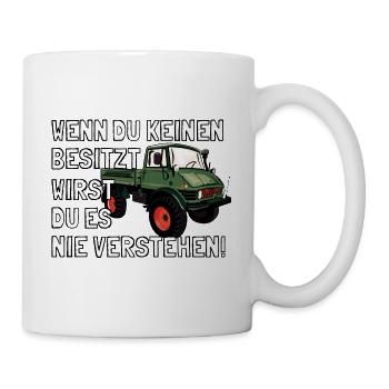 Unimog - Oldtimer - Offroad - Universal Motorgerät - Tasse - Weiß - Rechts