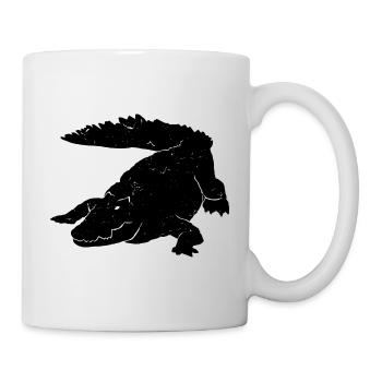 Krokodil Kunst Silhouette Grafik Wildtierliebhaber - Tasse - Weiß - Rechts