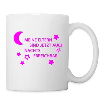 Eltern erreichbar pink - Tasse - Weiß - Rechts