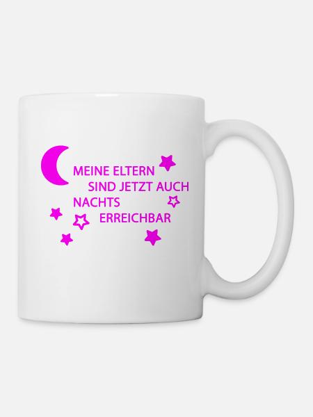Eltern erreichbar pink - Tasse - Weiß