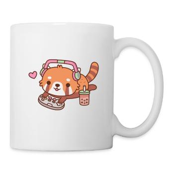 Cute Red Panda Gamer Chilling With Video Games - Mug - white - Right