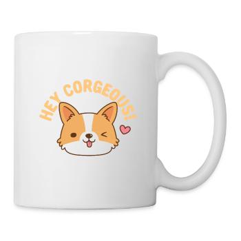 Mignon Corgi Hey Corgeous Funny Pun - Mug blanc - blanc - Droite