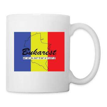 Bukarest - Hauptstadt mit GPS & Flagge - Tasse - Weiß - Rechts