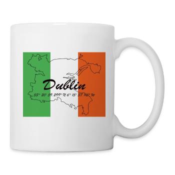 Dublin - Hauptstadt mit GPS & Flagge - Tasse - Weiß - Rechts