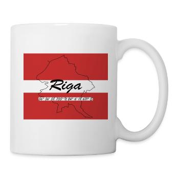 Riga - Hauptstadt mit GPS & Flagge - Tasse - Weiß - Rechts