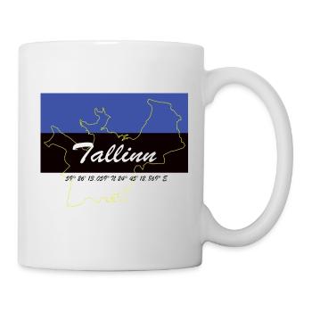 Tallinn - Hauptstadt mit GPS & Flagge - Tasse - Weiß - Rechts