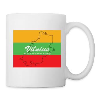 Vilnius - Hauptstadt mit GPS & Flagge - Tasse - Weiß - Rechts