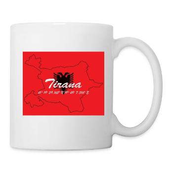 Tirana - Hauptstadt mit GPS & Flagge - Tasse - Weiß - Rechts
