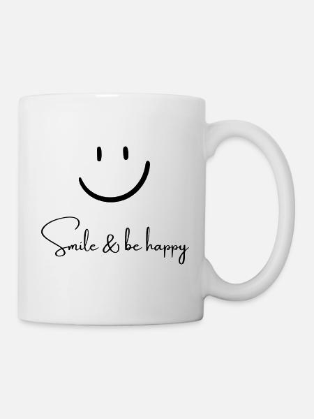 Smile & be happy - Mug - white