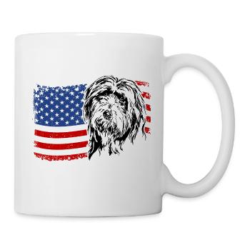 COLLIE BARDÉ Amérique Flag Dogs Wilsigns - Mug blanc - blanc - Droite