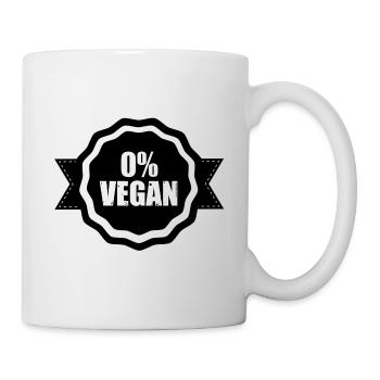 0% Vegan Fleischfresser Anti-Vegan Stempel - Tasse - Weiß - Rechts