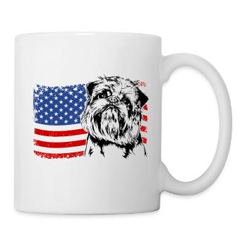BELGISCHER ZWERGGRIFFON Amerika Fahne Wilsigns - Tasse - Weiß - Rechts