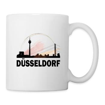 Düsseldorf Deutschland Stadt Skyline Schrift Gold - Tasse - Weiß - Rechts