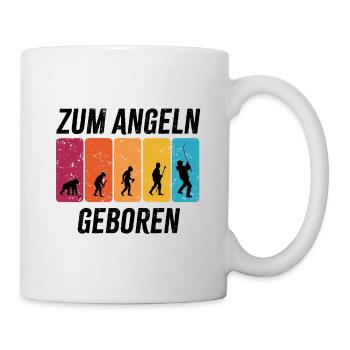 Zum Angeln geboren - Angler Evolution - Tasse - Weiß - Rechts
