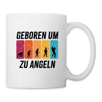 Geboren um zu Angeln - Angler Evolution - Tasse - Weiß - Rechts