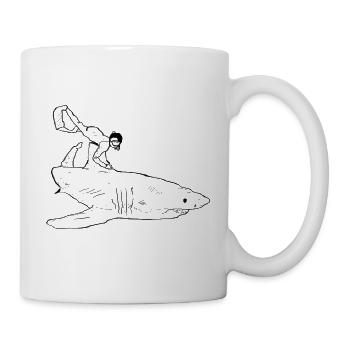 Hai und Taucher - Tasse - Weiß - Rechts