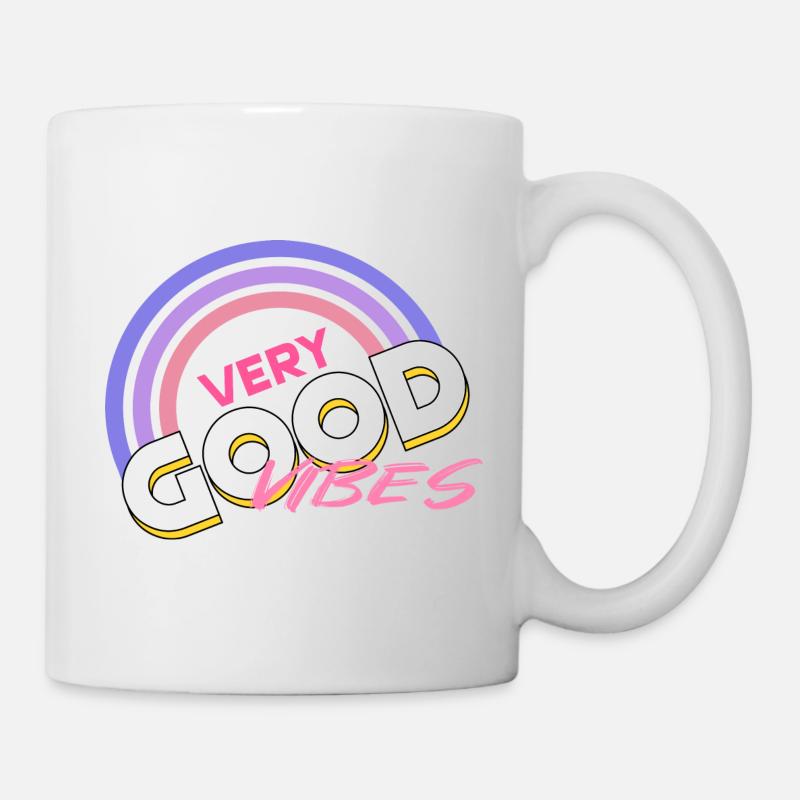 good vibes Regenbogen - Tasse - Weiß