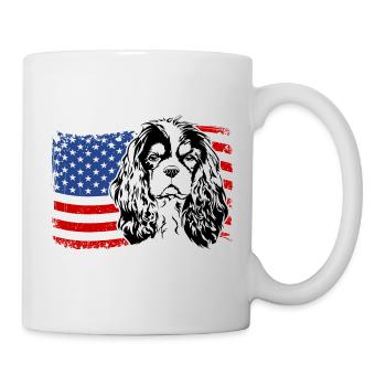 Cavalier King Charles Spaniel America Flag Dogs - Mug - white - Right
