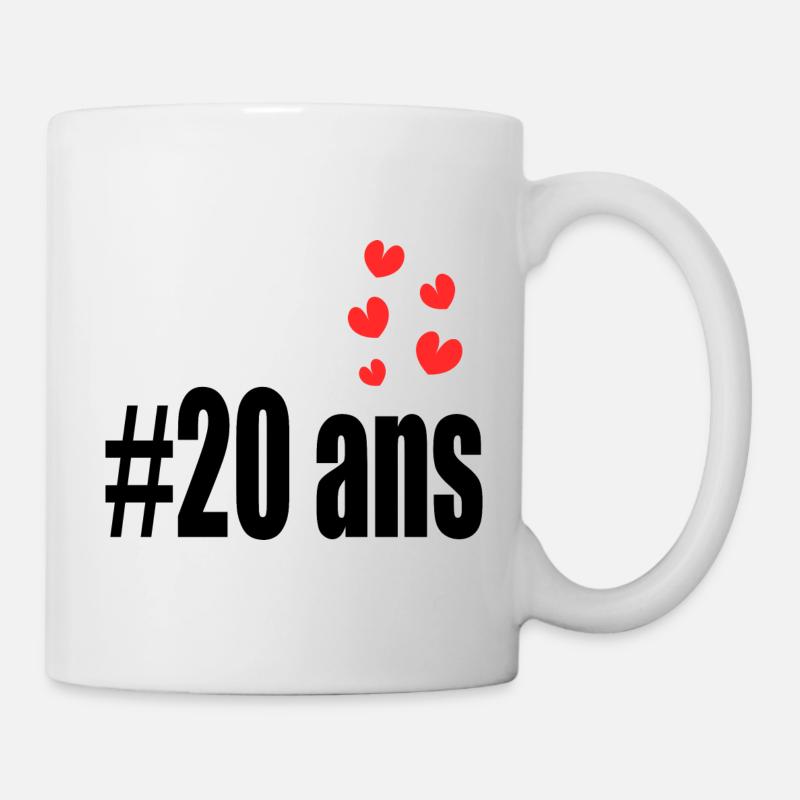 20 ANS. 20e ANNIVERSAIRE. ANNIVERSAIRE 20 ANS. 20 - Mug blanc - blanc