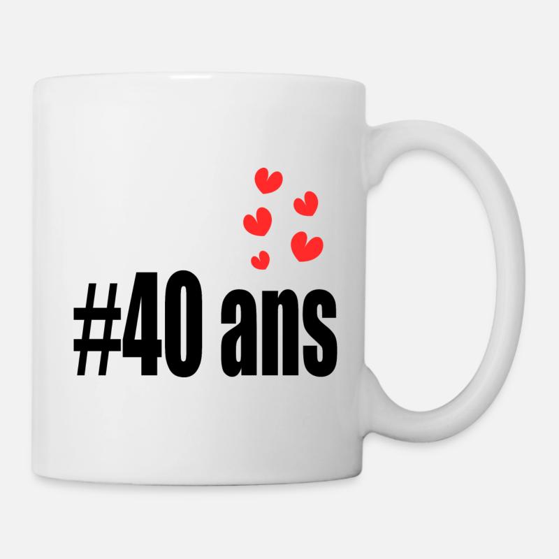 40 ANS. 40e ANNIVERSAIRE. ANNIVERSAIRE 40 ANS. 40 - Mug blanc - blanc