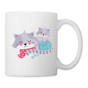 Chats avec bulbe de laine - Mug blanc - blanc - Droite