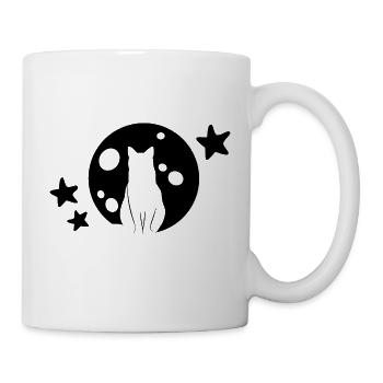 Katze Mond Sterne Nacht Katze - Tasse - Weiß - Rechts