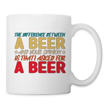 La différence entre une bière et votre opinion 3 - Mug blanc - blanc - Droite