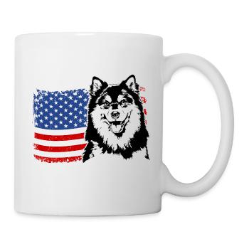 Finnischer Lapphund Amerika Fahne Hunde Wilsigns - Tasse - Weiß - Rechts