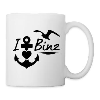 Binz-Ich liebe Binz mit Anker Herz & Möwe-Ostsee - Tasse - Weiß - Rechts