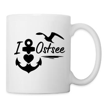 Ostsee-Ich liebe die Ostsee mit Anker Herz & Möwe - Tasse - Weiß - Rechts