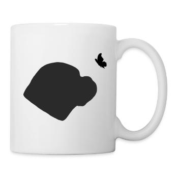 Old English Bulldog mit Schmetterling - Tasse - Weiß - Rechts