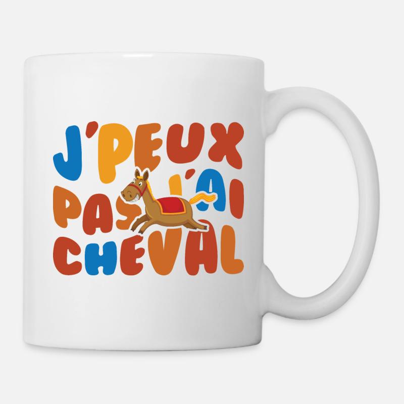 Je Peux Pas J'ai Cheval Retro Vintage - Mug blanc - blanc