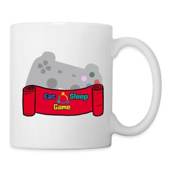 Eat Sleep Game and Repeat - Rot/Grau/Bunt - Tasse - Weiß - Rechts