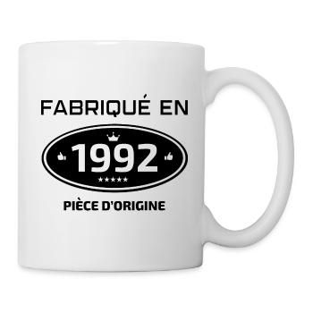 FABRIQUE EN 1992 PIECE D'ORIGINE - Mug blanc - blanc - Droite