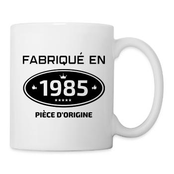 FABRIQUE EN 1985 PIECE D'ORIGINE - Mug blanc - blanc - Droite