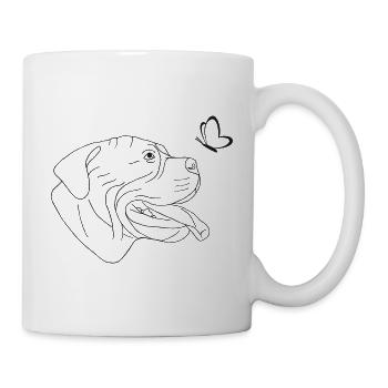 Bullmastiff Kopf mit Schmetterling - Tasse - Weiß - Rechts