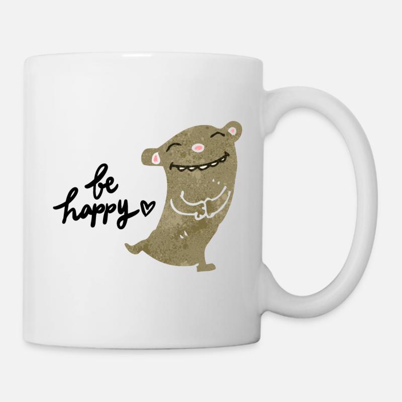 Be Happy Lustiges Tier - Tasse - Weiß