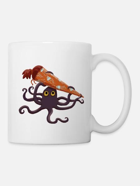 Kraken mit Schultüte - Tasse - Weiß