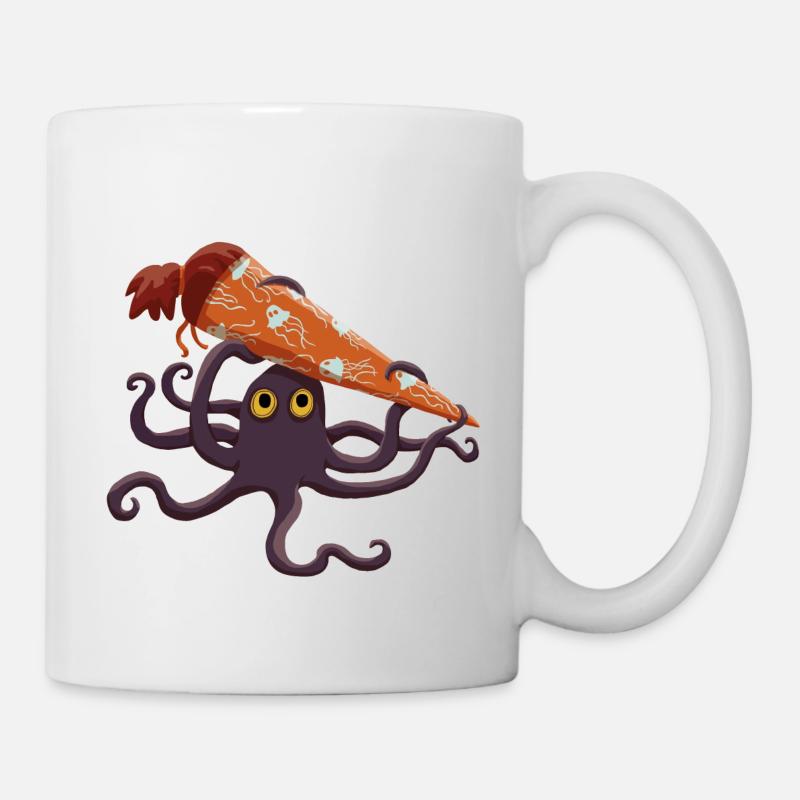Kraken mit Schultüte - Tasse - Weiß