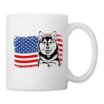 Pomsky America Flag Dog Dogs Wilsigns - Mug - white - Right