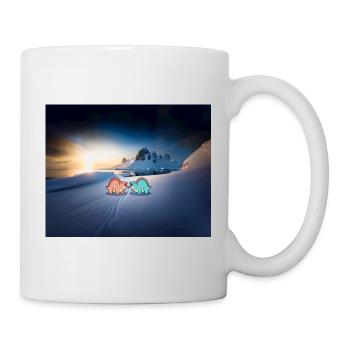 hugadino Dinos im Schnee, süßer Dinosaurier, Liebe - Tasse - Weiß - Rechts