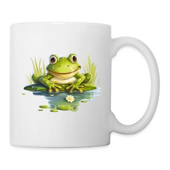 Une drôle de grenouille assise sur le rivage - Mug blanc - blanc - Droite