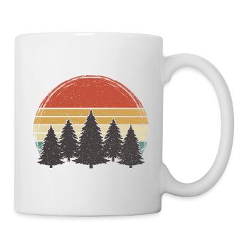 Sunset Trees Vintage Forest Grunge Tree Retro Nature - Mug - white - Right