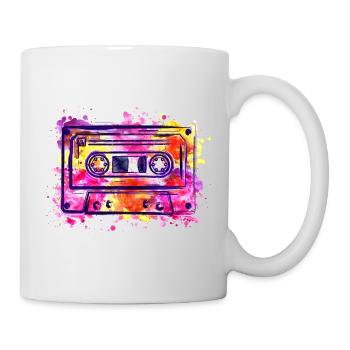 Kassette (Retro, Farbkleckse) - Tasse - Weiß - Rechts