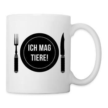 Ich Mag Tiere! (Gabel / Messer / Teller / Black) - Tasse - Weiß - Rechts