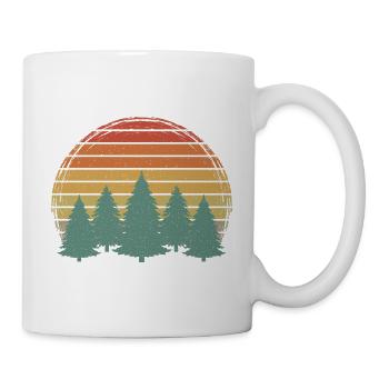 Sunset Forest Vintage Trees Grunge Tree Retro Nature - Mug - white - Right