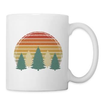 Sunset Trees Vintage Forest Grunge Tree Retro Nature - Mug - white - Right
