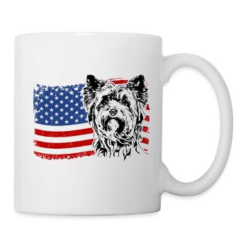 Yorkshire Terrier America Flag Patriotic Dog - Mug - white - Right
